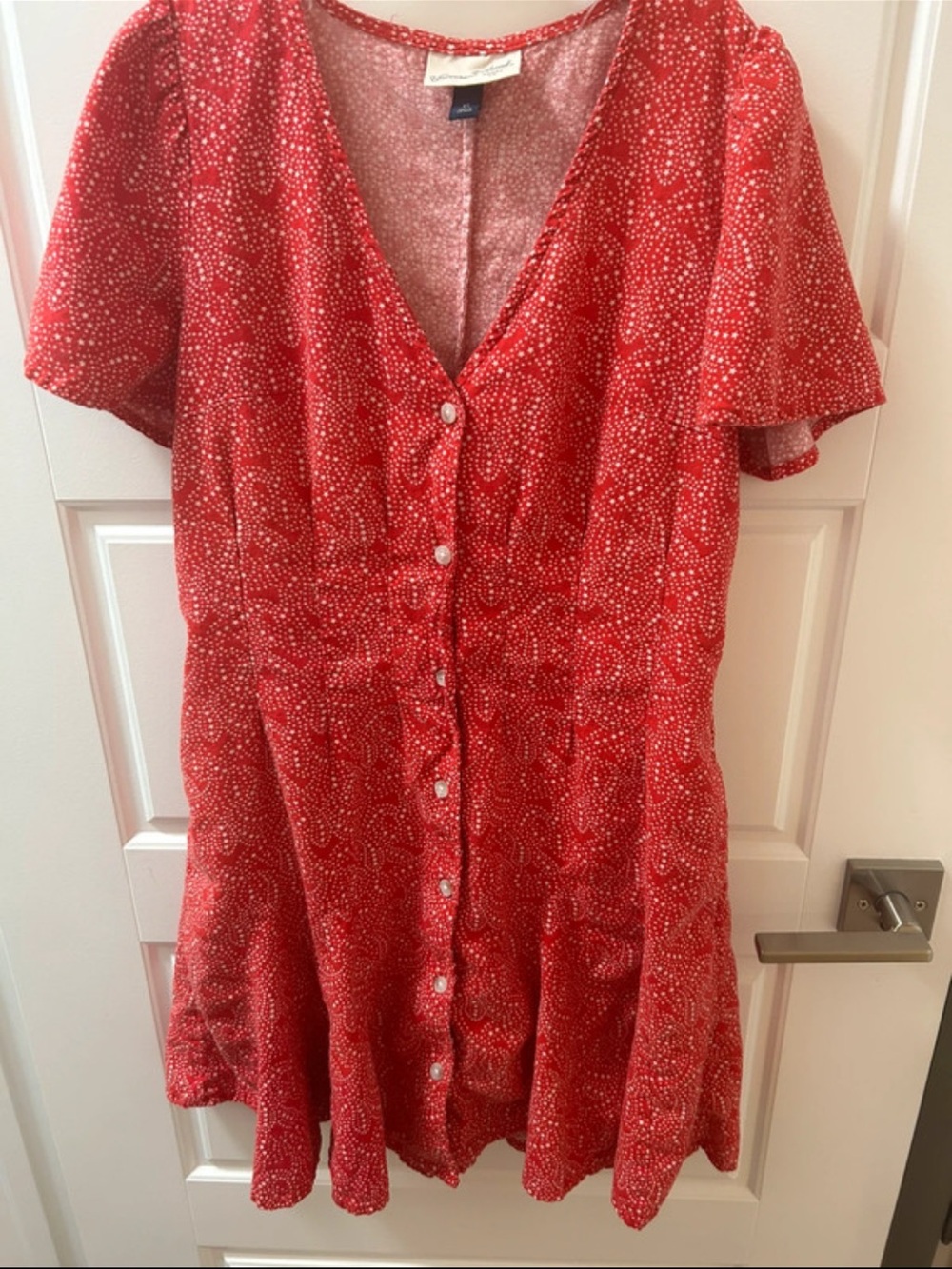 Universal Thread Red Button-Front V-Neck Mini Dress - Picture 2 of 5
